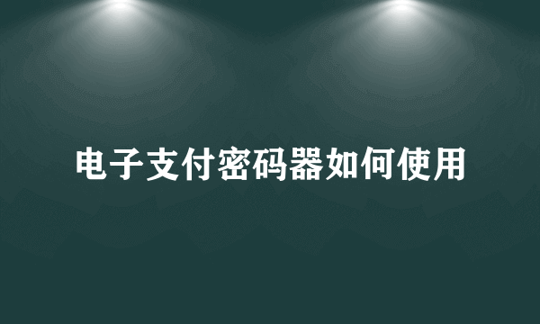 电子支付密码器如何使用