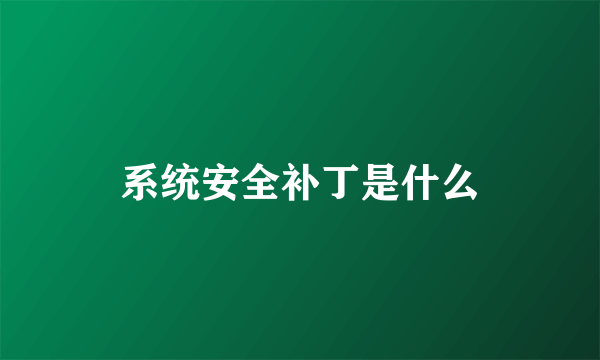 系统安全补丁是什么