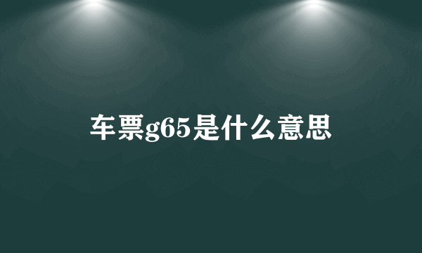 车票g65是什么意思