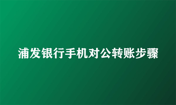 浦发银行手机对公转账步骤