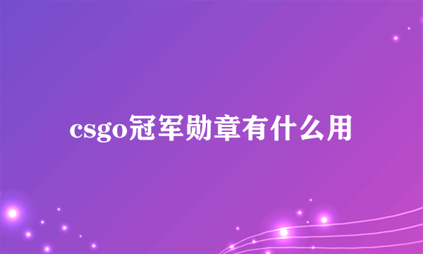 csgo冠军勋章有什么用