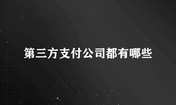 第三方支付公司都有哪些