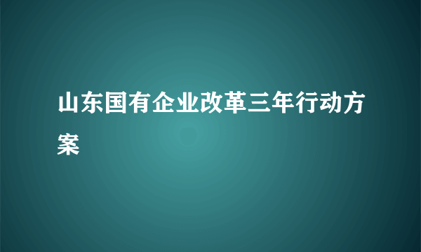 山东国有企业改革三年行动方案