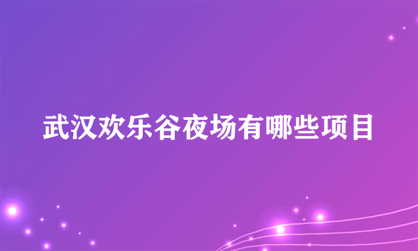 武汉欢乐谷夜场有哪些项目