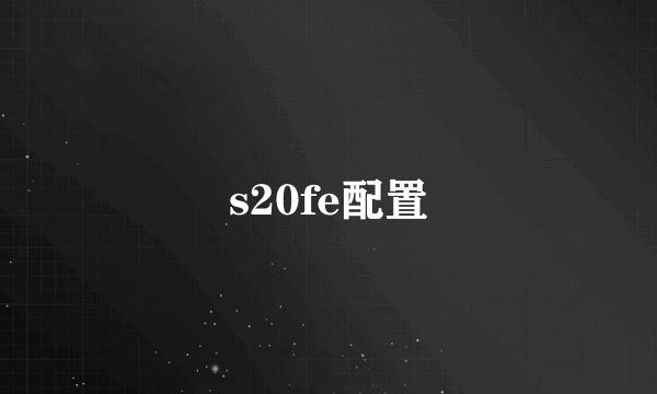 s20fe配置