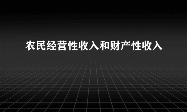 农民经营性收入和财产性收入