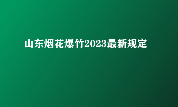 山东烟花爆竹2023最新规定