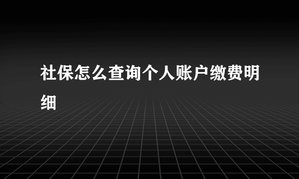 社保怎么查询个人账户缴费明细