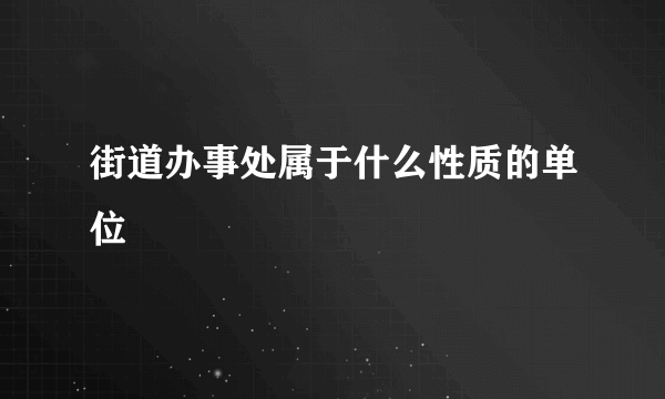 街道办事处属于什么性质的单位