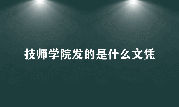 技师学院发的是什么文凭