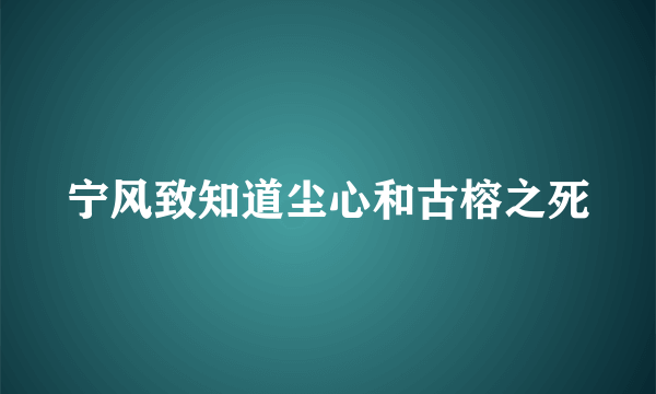 宁风致知道尘心和古榕之死