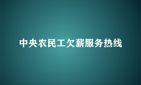 中央农民工欠薪服务热线