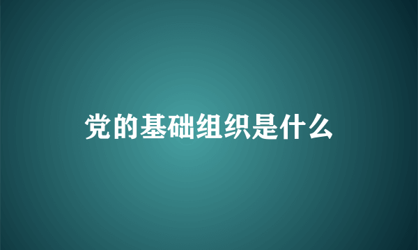 党的基础组织是什么