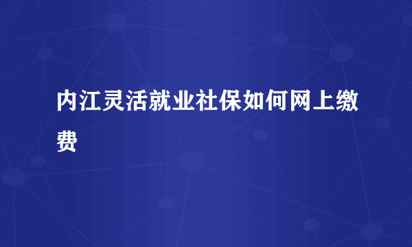 内江灵活就业社保如何网上缴费