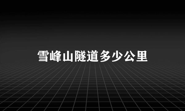 雪峰山隧道多少公里