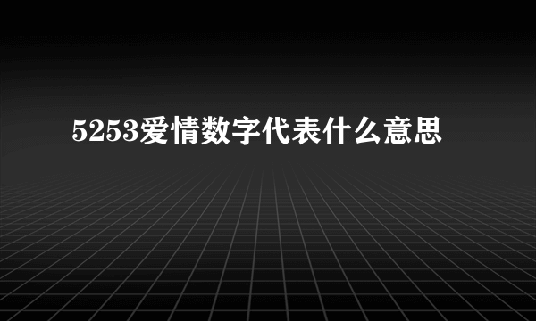 5253爱情数字代表什么意思