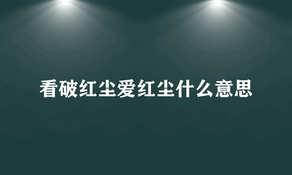 看破红尘爱红尘什么意思