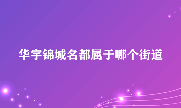 华宇锦城名都属于哪个街道