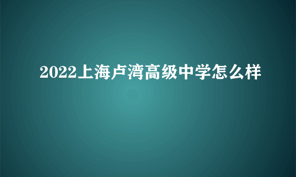 2022上海卢湾高级中学怎么样