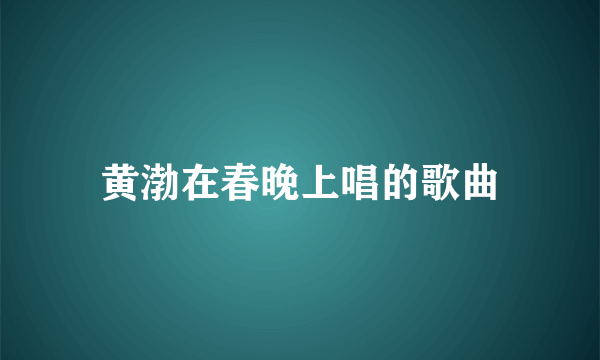 黄渤在春晚上唱的歌曲