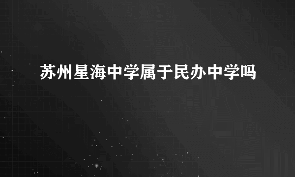 苏州星海中学属于民办中学吗