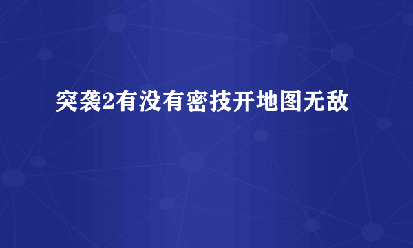 突袭2有没有密技开地图无敌