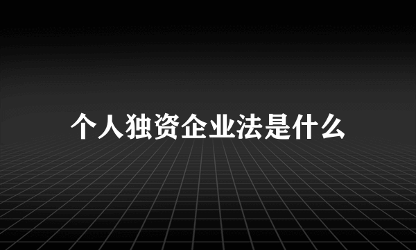 个人独资企业法是什么