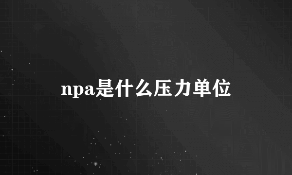 npa是什么压力单位