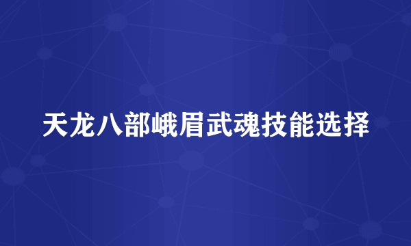 天龙八部峨眉武魂技能选择