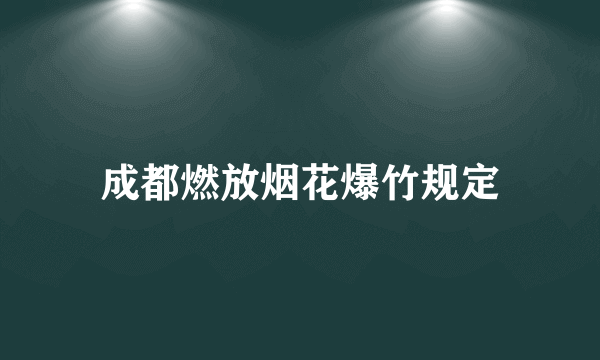 成都燃放烟花爆竹规定