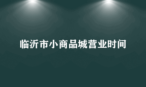 临沂市小商品城营业时间