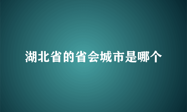 湖北省的省会城市是哪个