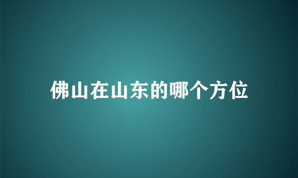 佛山在山东的哪个方位