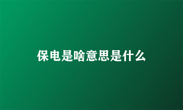 保电是啥意思是什么