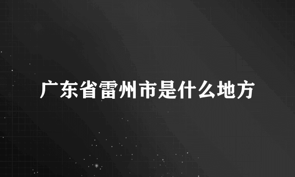 广东省雷州市是什么地方