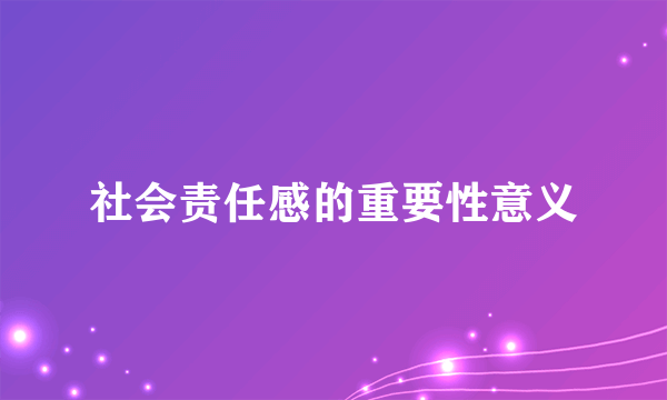 社会责任感的重要性意义