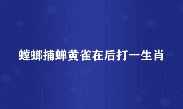 螳螂捕蝉黄雀在后打一生肖