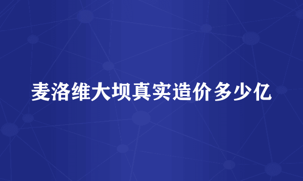 麦洛维大坝真实造价多少亿