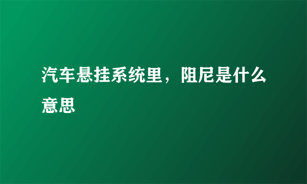 汽车悬挂系统里，阻尼是什么意思