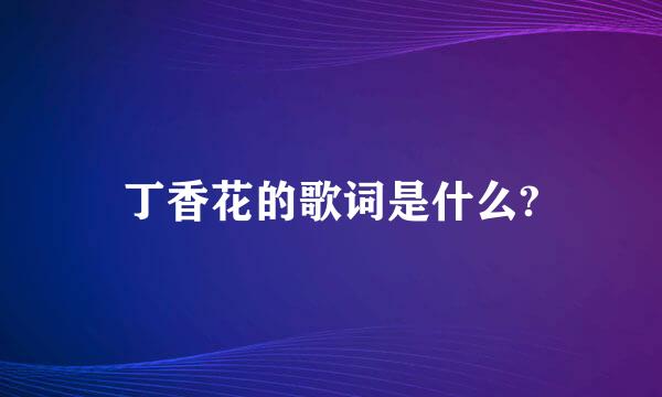 丁香花的歌词是什么?