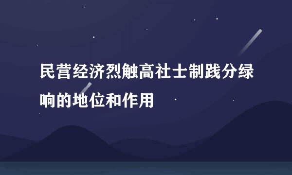 民营经济烈触高社士制践分绿响的地位和作用