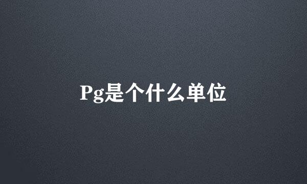 Pg是个什么单位