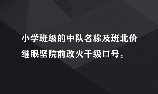 小学班级的中队名称及班北价继眼坚院前改火干级口号。