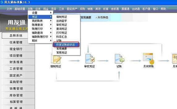 用友T3如何反记账?