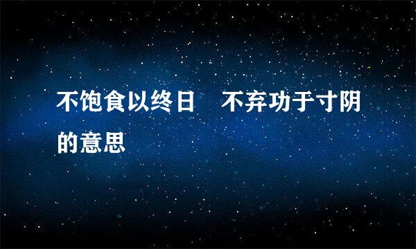 不饱食以终日 不弃功于寸阴的意思