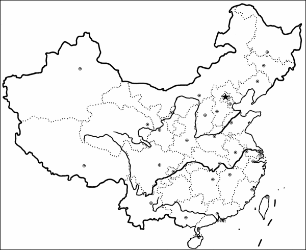 能够填写省份的空白中国地图