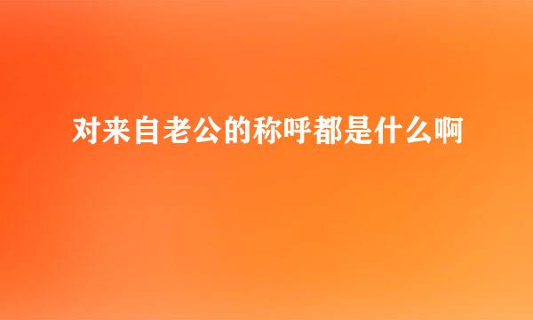 对来自老公的称呼都是什么啊