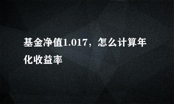 基金净值1.017，怎么计算年化收益率