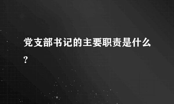 党支部书记的主要职责是什么?