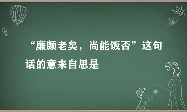 “廉颇老矣，尚能饭否”这句话的意来自思是﹖